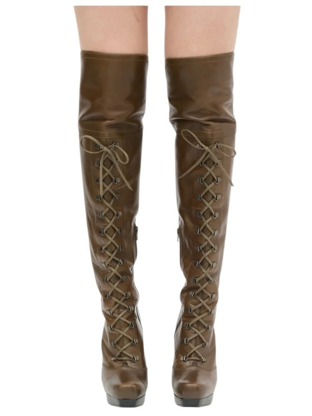 Stuart Weitzman Brown Leather
Over the Knee Lace Up Stiletto Boots size 8 - Picture 7 of 11